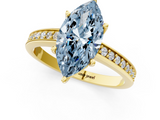 Yellow gold Fancy Blue Marquise  Solitaire Pavé Band Prong Setting Ring_21