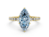 Yellow gold Fancy Blue Marquise  Solitaire Pavé Band with Four-Prong Setting_120