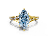 Yellow gold Fancy Blue Marquise  Solitaire Pavé Band with Four-Prong Setting_49