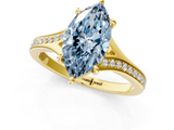 Yellow gold Fancy Blue Marquise  Solitaire Pavé Band with Four-Prong Setting_52