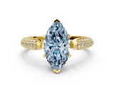Yellow gold Fancy Blue Marquise  Solitaire Pavé Diamond Engagement Ring with Four-Prong Setting_139