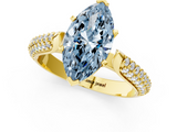 Yellow gold Fancy Blue Marquise  Solitaire Pavé Diamond Engagement Ring with Four-Prong Setting_140