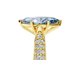 Yellow gold Fancy Blue Marquise  Solitaire Pavé Diamond Engagement Ring with Four-Prong Setting_144