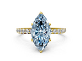Yellow gold Fancy Blue Marquise  Solitaire Pavé Diamond Engagement Ring with Four-Prong Setting_44