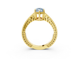 Yellow gold Fancy Blue Marquise  Solitaire Pavé Diamond Milgrain Engagement Ring with Four-Prong Setting_6