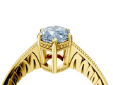 Yellow gold Fancy Blue Marquise  Solitaire Pavé Diamond Milgrain Engagement Ring with Four-Prong Setting_7