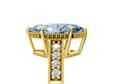 Yellow gold Fancy Blue Marquise  Solitaire Pavé Diamond Milgrain Engagement Ring with Four-Prong Setting_8