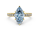 Yellow gold Fancy Blue Marquise  Solitaire Pave Diamond Engagement Ring with Four-Prong Setting_332