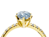 Yellow gold Fancy Blue Marquise  Solitaire Pave Diamond Engagement Ring with Four-Prong Setting_336