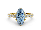 Yellow gold Fancy Blue Marquise  Solitaire Pave Diamond Engagement Ring with Prong Setting_14