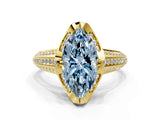 Yellow gold Fancy Blue Marquise  Solitaire Pave Split Shank Ring with Four-Prong Setting_87