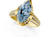 Yellow gold Fancy Blue Marquise  Solitaire Pave Split Shank Ring with Four-Prong Setting_88