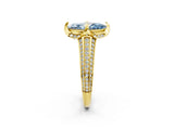 Yellow gold Fancy Blue Marquise  Solitaire Pave Split Shank Ring with Four-Prong Setting_89