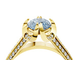 Yellow gold Fancy Blue Marquise  Solitaire Pave Split Shank Ring with Four-Prong Setting_91