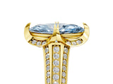 Yellow gold Fancy Blue Marquise  Solitaire Pave Split Shank Ring with Four-Prong Setting_92