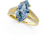 Yellow gold Fancy Blue Marquise  Solitaire Split Shank Pavé Diamond Engagement Ring_314