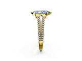 Yellow gold Fancy Blue Marquise  Solitaire Split Shank Pavé Diamond Engagement Ring_315