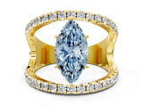 Yellow gold Fancy Blue Marquise  Solitaire Split Shank Pave Diamond Ring_49