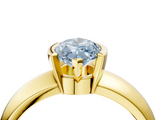 Yellow gold Fancy Blue Marquise  Solitaire Tension Set Diamond Ring with Wide Band_23