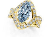 Yellow gold Fancy Blue Marquise  Solitaire Twist Band Pavé Diamond Engagement Ring_33