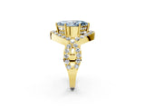 Yellow gold Fancy Blue Marquise  Solitaire Twist Band Pavé Diamond Engagement Ring_34