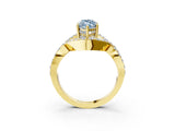 Yellow gold Fancy Blue Marquise  Solitaire Twist Band Pavé Diamond Engagement Ring_35