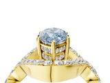 Yellow gold Fancy Blue Marquise  Solitaire Twist Band Pavé Diamond Engagement Ring_36
