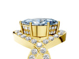 Yellow gold Fancy Blue Marquise  Solitaire Twist Band Pavé Diamond Engagement Ring_37