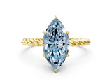 Yellow gold Fancy Blue Marquise  Solitaire Twist Band Ring with Four-Prong Setting_68