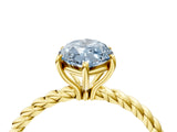 Yellow gold Fancy Blue Marquise  Solitaire Twist Band Ring with Four-Prong Setting_72