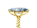 Yellow gold Fancy Blue Marquise  Solitaire Twist Band Ring with Four-Prong Setting_73