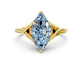 Yellow gold Fancy Blue Marquise  Solitaire Twist Band Six-Prong Setting 2