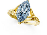 Yellow gold Fancy Blue Marquise  Solitaire Twist Band Six-Prong Setting 3