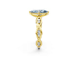 Yellow gold Fancy Blue Marquise  Solitaire Twist Band with Leaf Prong Setting 2