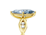 Yellow gold Fancy Blue Marquise  Solitaire Twist Band with Leaf Prong Setting 5