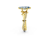 Yellow gold Fancy Blue Marquise  Solitaire Twist Band with Pavé Accents and Four-Prong Setting_34