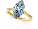 Yellow gold Fancy Blue Marquise  Solitaire Twist Band with Pavé Diamonds and Four-Prong Setting_54