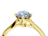 Yellow gold Fancy Blue Marquise  Solitaire Twist Band with Pavé Diamonds and Four-Prong Setting_57