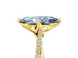 Yellow gold Fancy Blue Marquise  Solitaire Twist Band with Pavé Diamonds and Four-Prong Setting_58