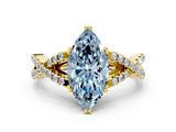 Yellow gold Fancy Blue Marquise  Solitaire Twist Band with Pavé Setting and Four-Prong Setting_17