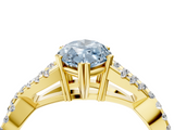 Yellow gold Fancy Blue Marquise  Solitaire Twist Band with Pavé Setting and Four-Prong Setting_21