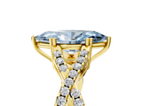 Yellow gold Fancy Blue Marquise  Solitaire Twist Band with Pavé Setting and Four-Prong Setting_22
