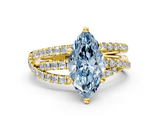 Yellow gold Fancy Blue Marquise  Solitaire Twist Band with Pavé Setting and Four-Prong Setting_61