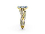 Yellow gold Fancy Blue Marquise  Solitaire Twist Band with Pavé Setting and Four-Prong Setting_63