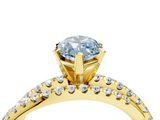 Yellow gold Fancy Blue Marquise  Solitaire Twist Band with Pavé Setting and Four-Prong Setting_65