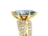 Yellow gold Fancy Blue Marquise  Solitaire Twist Band with Pavé Setting and Four-Prong Setting_66