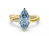 Yellow gold Fancy Blue Marquise  Solitaire Twist Band with Pave Prong Setting_47