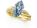 Yellow gold Fancy Blue Marquise  Solitaire Twist Band with Pave Prong Setting_48