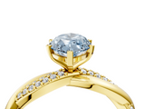 Yellow gold Fancy Blue Marquise  Solitaire Twist Band with Pave Prong Setting_51