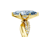 Yellow gold Fancy Blue Marquise  Solitaire Twist Band with Pave Prong Setting_52